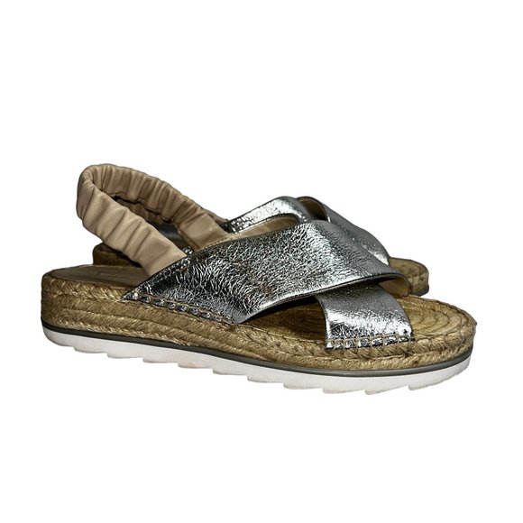 Marc Fisher LTD MLPELLA Silver Ankle Strap Open Toe Platform Sandals Siz… - Picture 1 of 7